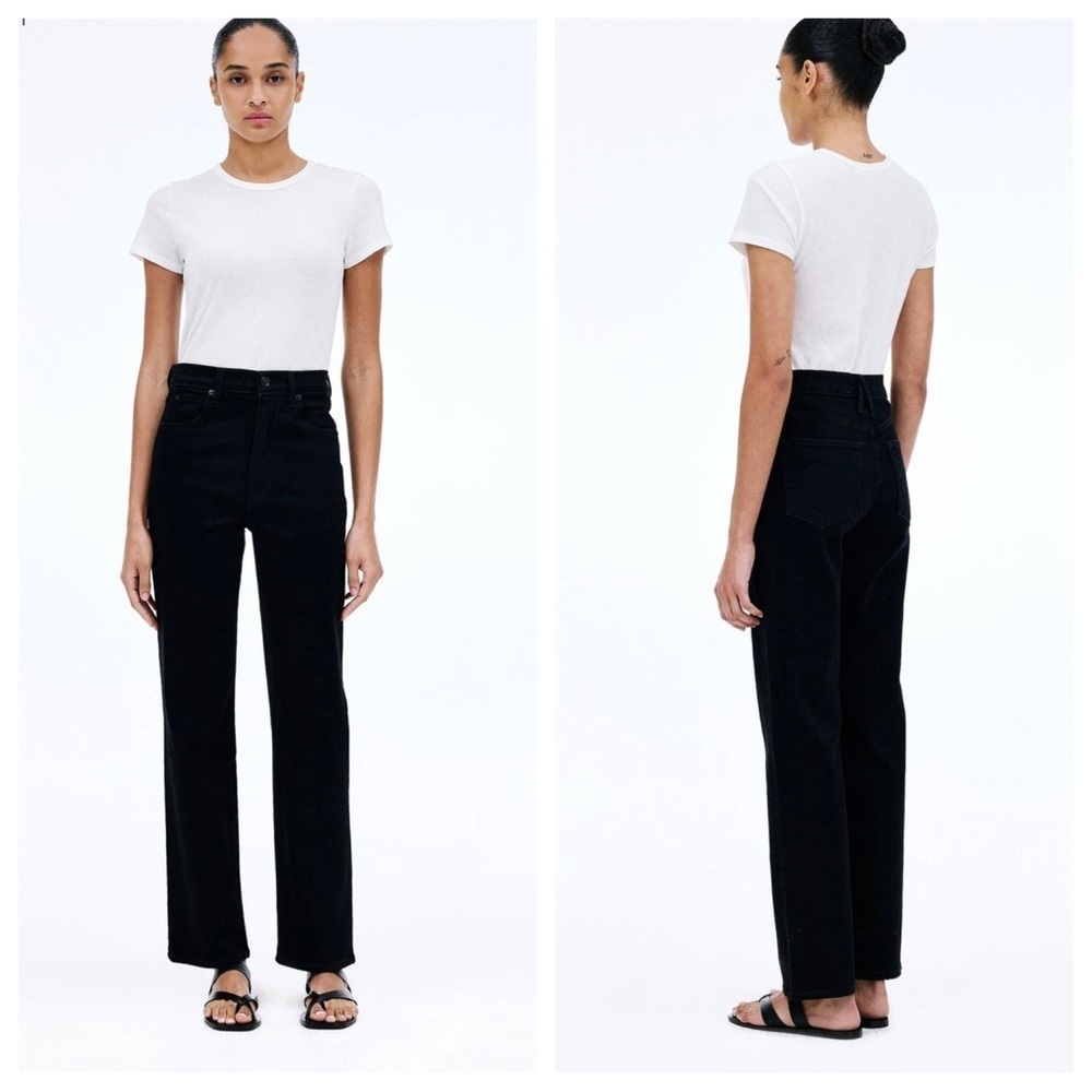 SLVRLAKE Jeans London High Rise Straight In Jet Black Womens 27